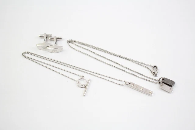 15 Emporio Armarni Silver Jewellery Cufflinks T Bar Dog Tag (33g) x 3