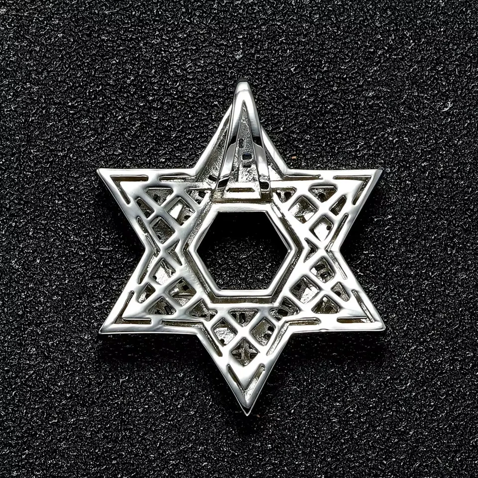 Estrella de David Brillante AAA+CZ Colgante 2 Pulgadas 22 Pulgadas Cuerda Collar Regalo Foto 3 de 4