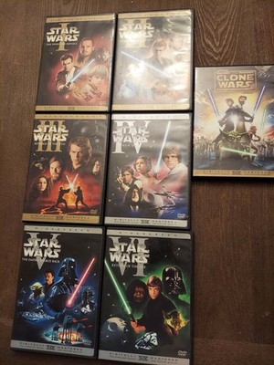 STAR WARS I, II, III, IV, V, VI with Bonus The Clo W  (7 DVD Lot) FREE SHIPPING!