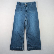 Pilcro Anthropologie Wide Leg Cropped Jeans Blue Denim Women's 30