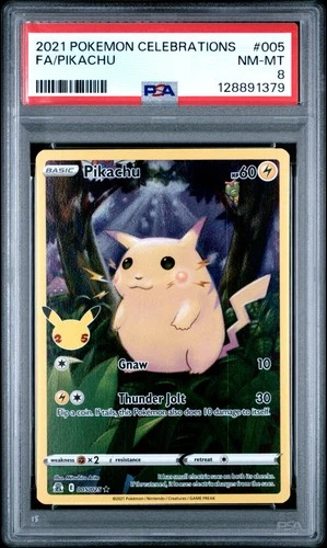 2021 POKEMON CELEBRATIONS #005 FULL ART/PIKACHU PSA 8