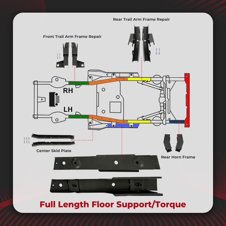 Kit De Réparation De Support De Cadre Pour Jeep Wrangler TJ 1997-2006 - Anti-rouille - Réf. LWC80