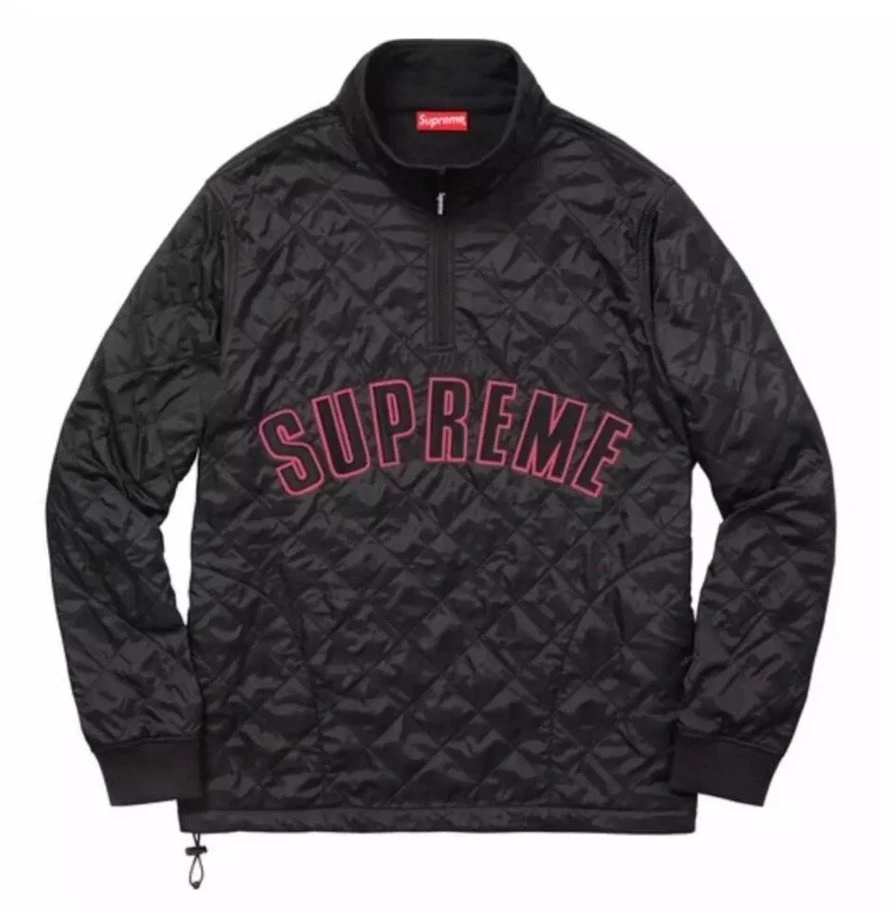Pull demi zip matelassé logo Supreme Arc SS17 noir taille M