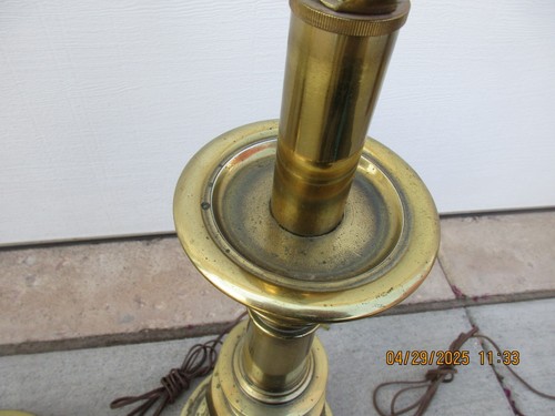 ORIGINAL PAIR Stiffel Brass Table Lamps Lamp w/ 3-Way Sockets 34" works good con - Picture 8 of 9