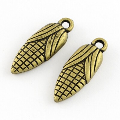 20 Corn Charms Bronze Plastic Double Sided 29x10mm U.S Seller 1623