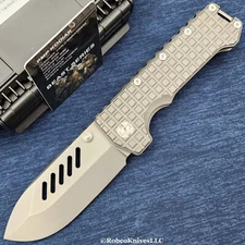 PMP Knives Kodiak Beast M390 Plain Blade Gray Frag Titanium Handles PMP061