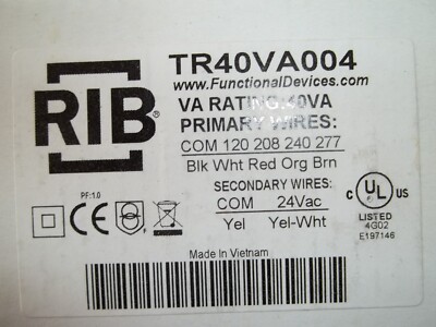 FUNCTIONAL DEVICES INC / RIB Cls 2 Transformer 40VA Open Hub Foot TR40VA004