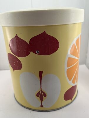 Vintage Tin Proctor & Gamble Fluffo Shortening  Canister MCM Kitchen Kitsch