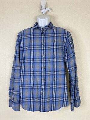 Apt 9 Men Size M Blue Check Button Up Seriously Soft Shirt Long Sleeve Pocket