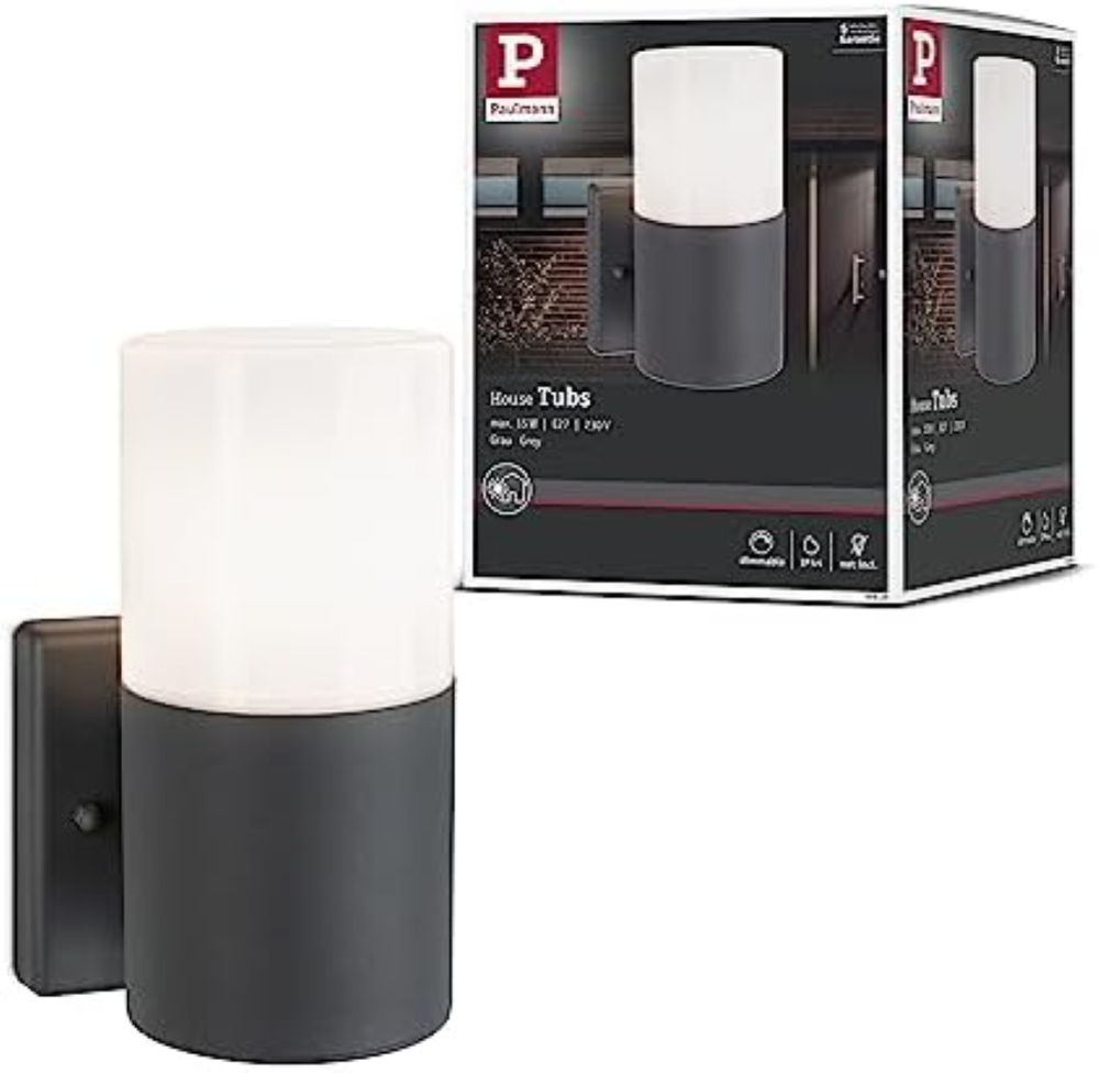 Paulmann 94649 Lampada per esterni lampada da parete Tubs IP44 rotonda max. 15 W