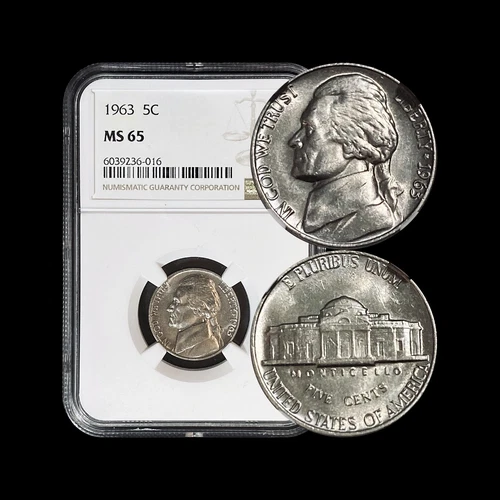 UNITED STATES. 1963, 5 Cents - NGC MS65 - Jefferson Nickel, Top 50, Denver