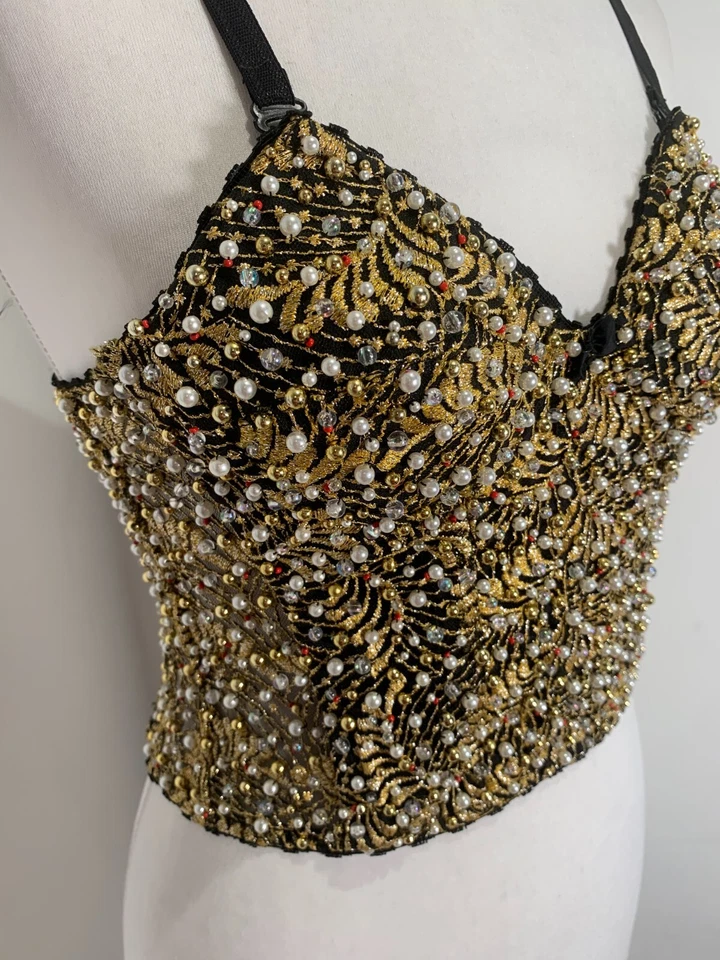 De colección H&M Cuentas Corsé Bustier Top S 8 10 En muy buena condición Noche Fiesta Sujetador Años 90 Y2K Foto 4 de 4