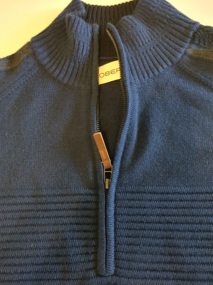 NWT Obermeyer Men's Vince 1/2 Zip Pullover Sweater Wool Blend Navy Blue Sz S - Image 2 of 4