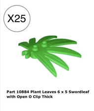 Lego 25 Pieces Bright Green Swordleaf / City Mini Figures Plants Building Leaves