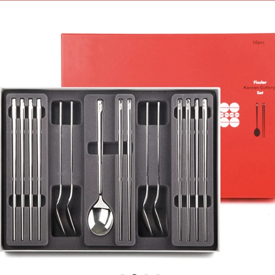 Juego de cubiertos coreanos Fissler para 5 palillos cuchara de manzana 10 piezas cena familiar Foto 4 de 4