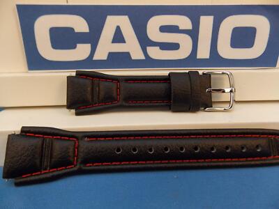 Casio Watch Band AQF-102 WL-4 Leather Strap With Red Stitching. Watchband