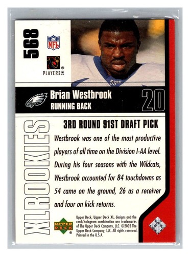 2002 Upper Deck XL Brian Westbrook #568 Rookie - Bild 2 von 2