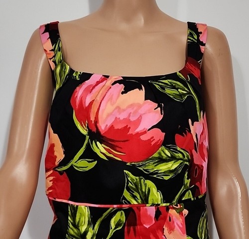Lane Bryant Women's Plus Size 26 Sleeveless Floral Dress Black Red Pink NWT - Picture 3 of 8