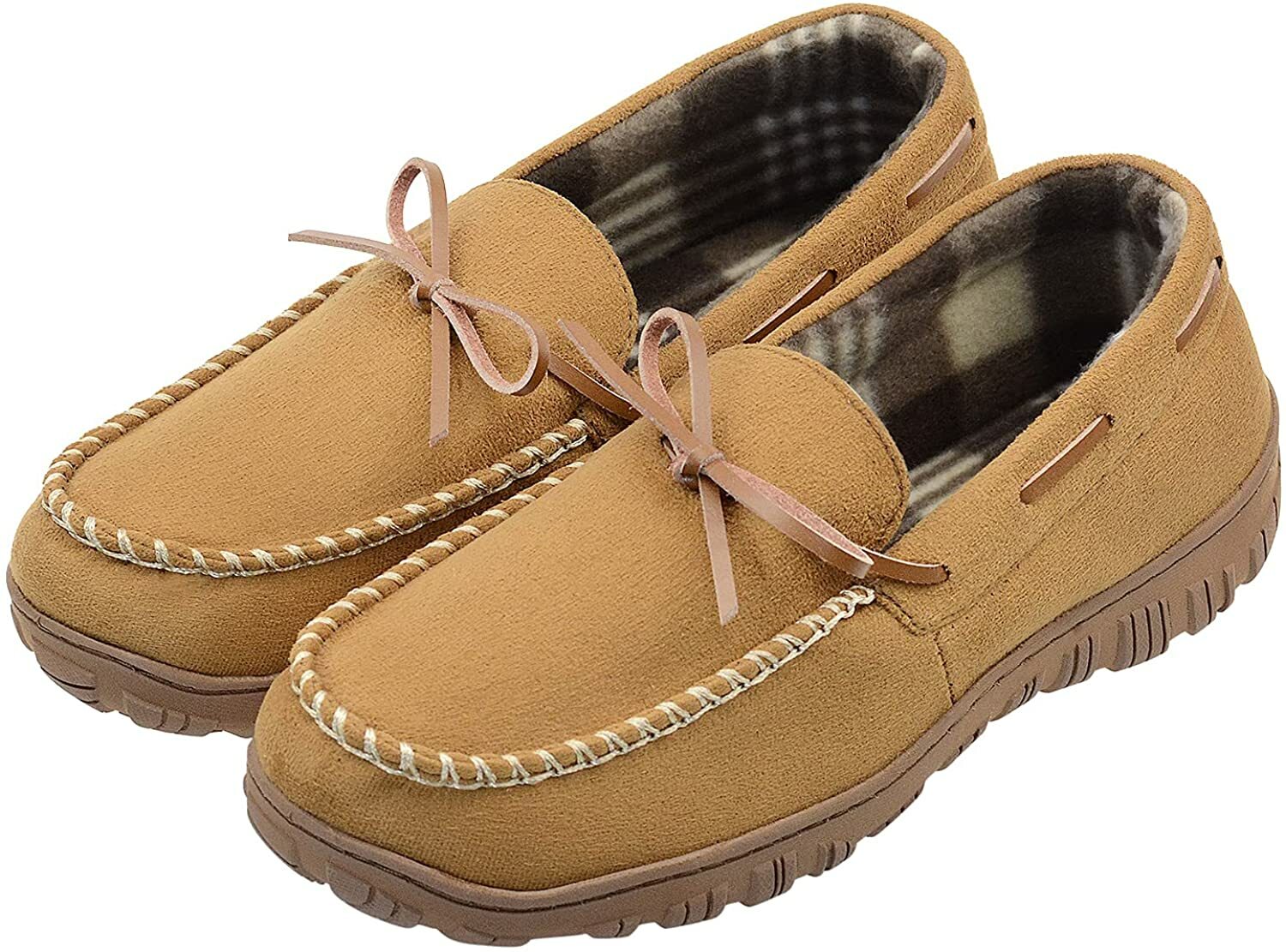 LseLom Mens Moccasin Slippers Indoor 