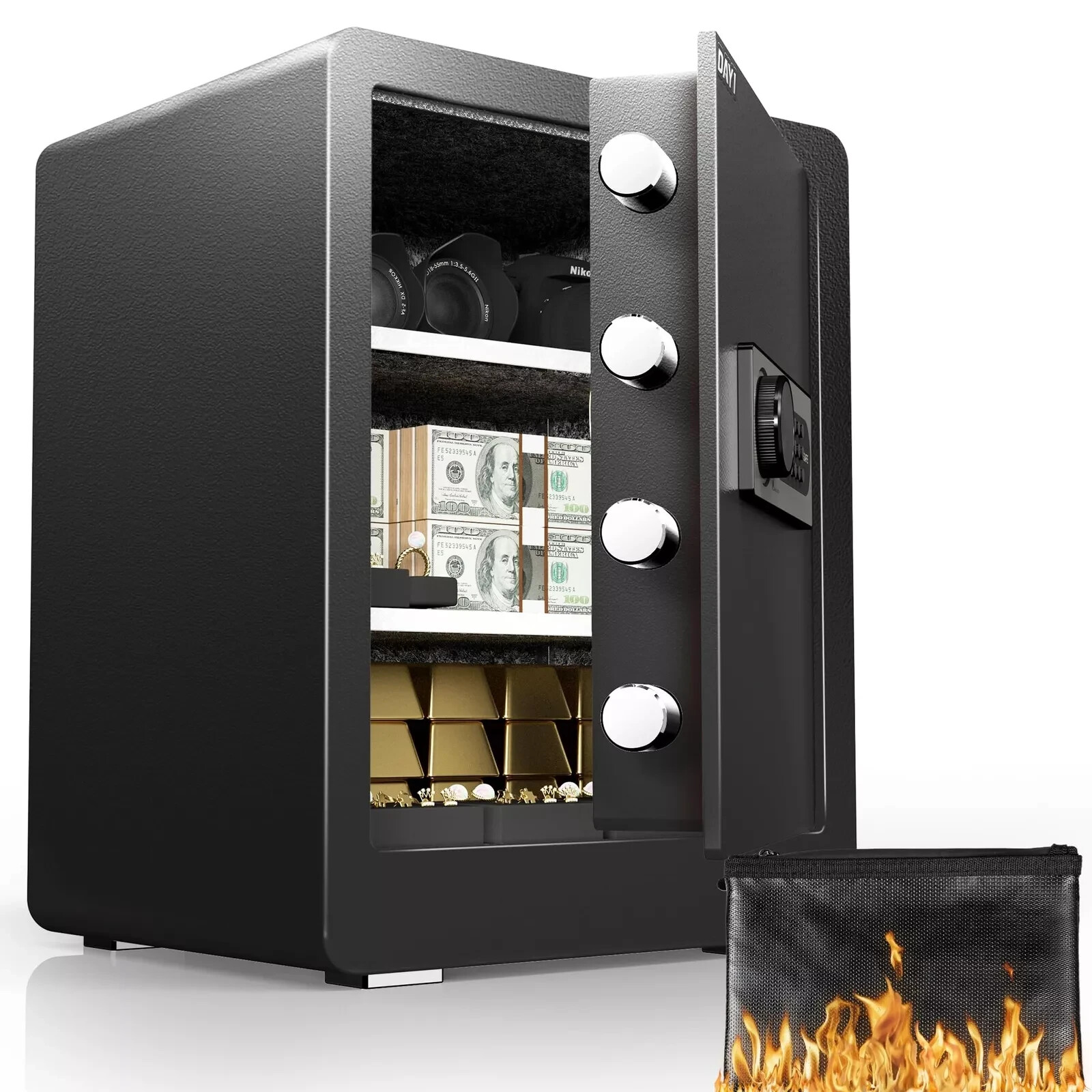 Securi Box DAYI Safe Box, 2.0 Cubic Feet Home Safe with Fireproof Waterproof Bag ...