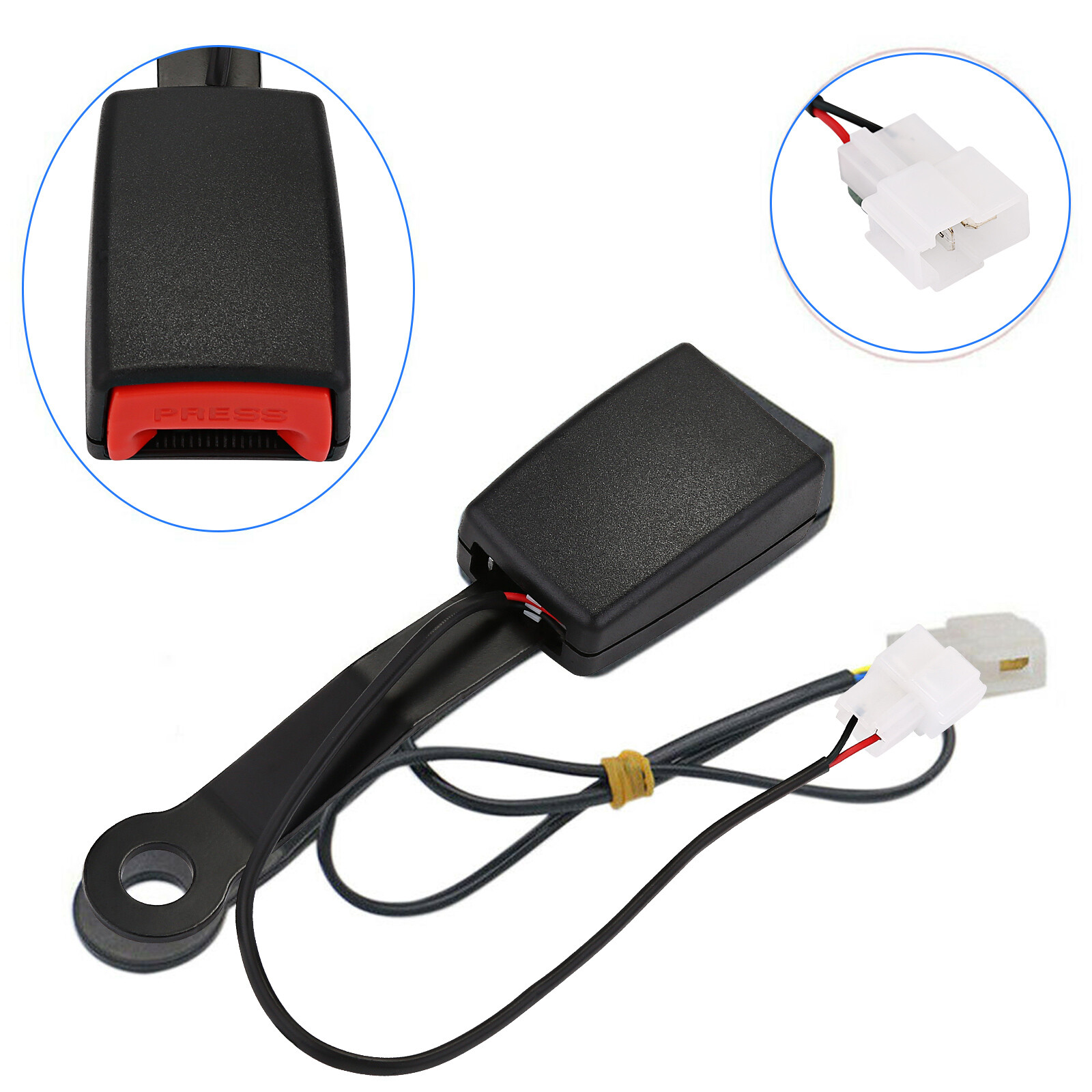 Universal Car Seat Belt Buckle Socket With Warning Cable Plug - Camlock Style (MODIGT)