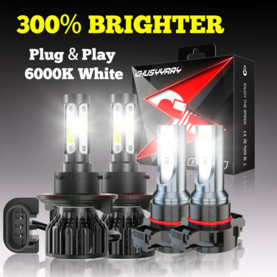 For Dodge Challenger 2009-2014 6000K White LED Headlights & Fog Light Bulbs KIT