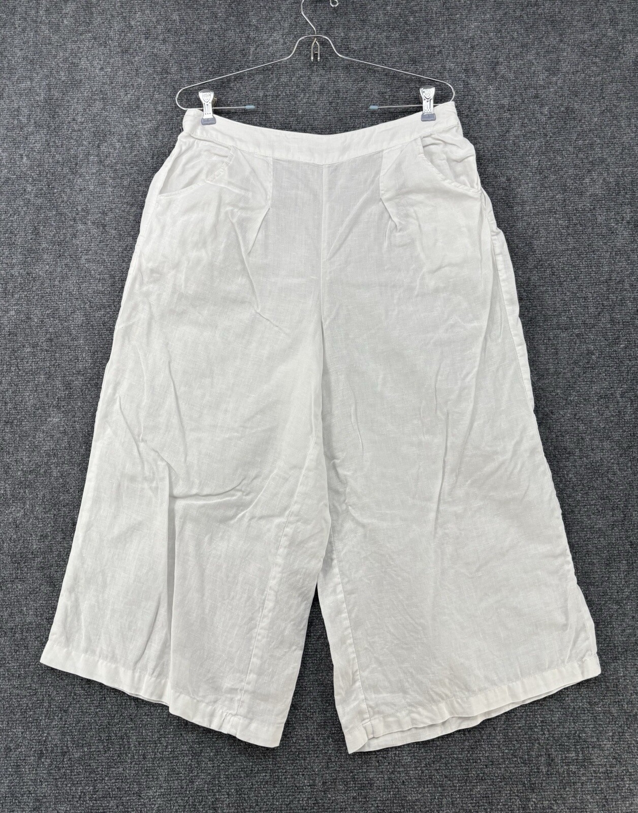 Sigrid Olsen Women’s M 100% Linen Elastic Waist Casual Pants In White