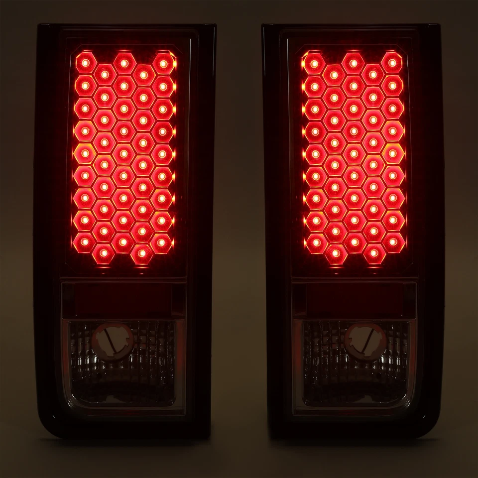 Pair Chrome/Clear Lens Red LED Rear Brake Tail Lights For Hummer H2 2003-2009 Foto 4 de 4