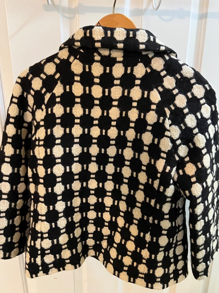 Chaqueta Milly of New York Mezcla Lana Negra Blanca Grande Patrón Tweed Talla 6 Foto 2 de 4