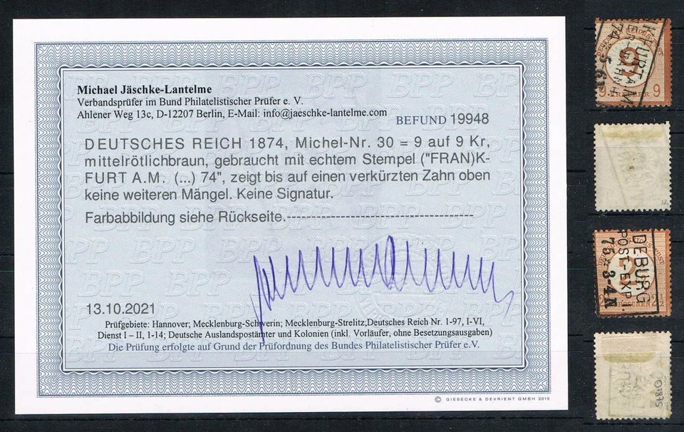 Deutsches Reich: MiNr. 29 - 30 o, gestempelt, geprüft BPP [14798 - Bild 1 von 1