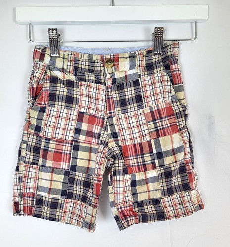 Janie & Jack Madras Patchwork Shorts Boys 6 Plaid Chino