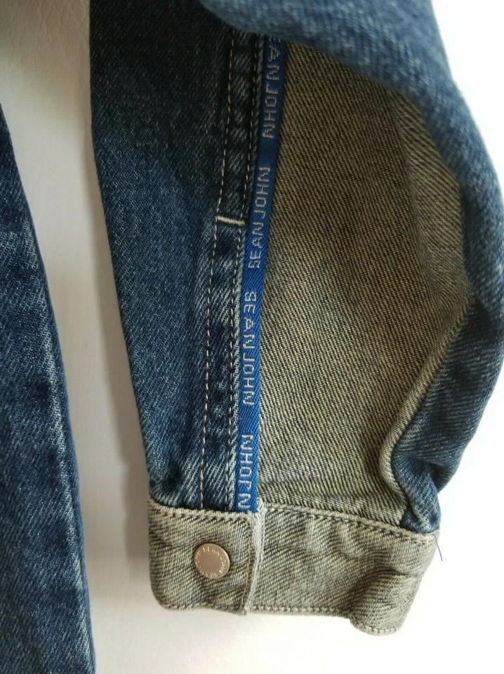 Sean Jean винтажный мальчиков нашивка рубашка кнопка спереди синий джинсовой ткани длинным рукавом размер 7 - Изображение 4 из 4