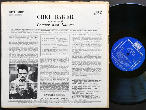 CHET BAKER Plays Lerner & Loewe LP RIVERSIDE RLP 12-307 JAZZ DG MONO Bill Evans - Picture 2 of 2
