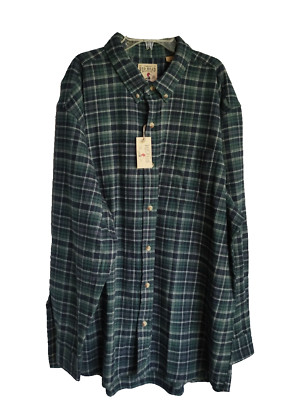 Red Head Flannel Shirt Long Sleeve Dark Ivy Plaid Men's 2XL