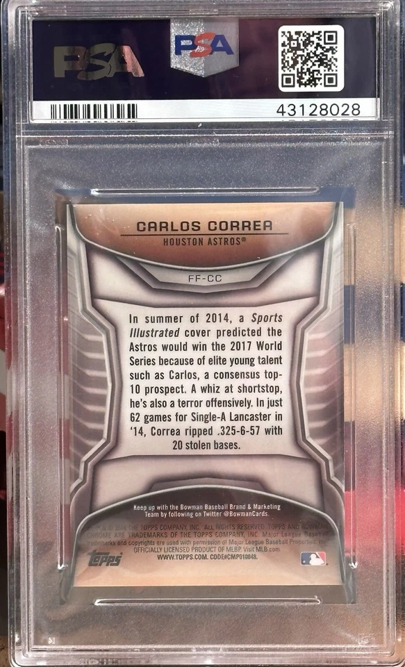 2014 Bowman Draft - Future of the Franchise Chrome Carlos Correa GEM MINT PSA 10 - Image 3 of 3