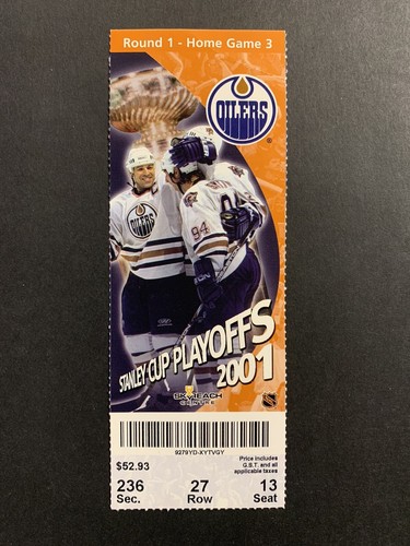 4/21/01 EDMONTON OILERS PLAYOFF TICKET STUB vs DALLAS STARS GM6 SERIES CLINCHER - 第 1/3 張圖片