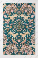 animal Handmade Indian Area Rugs Wool Feet Green Paisley Boho Hand Tufted Carpet