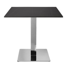 Tavolo bar pub ristorante 80x80 cm base argento Top esterno effetto marmo Nero H
