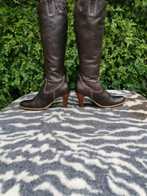 Billi Bi Brown Soft Leather High Heeled Knee High Boots UK EU 41 UK