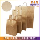 Ribbed Brown Paper Bags with Twist Handles, Strong Gift Carrier Bags, Takeaway