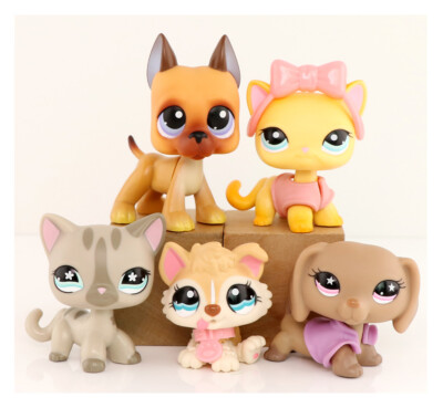 5PCS Pet Shop lps Dogs Cats Collectable with Accessories Kids Gift