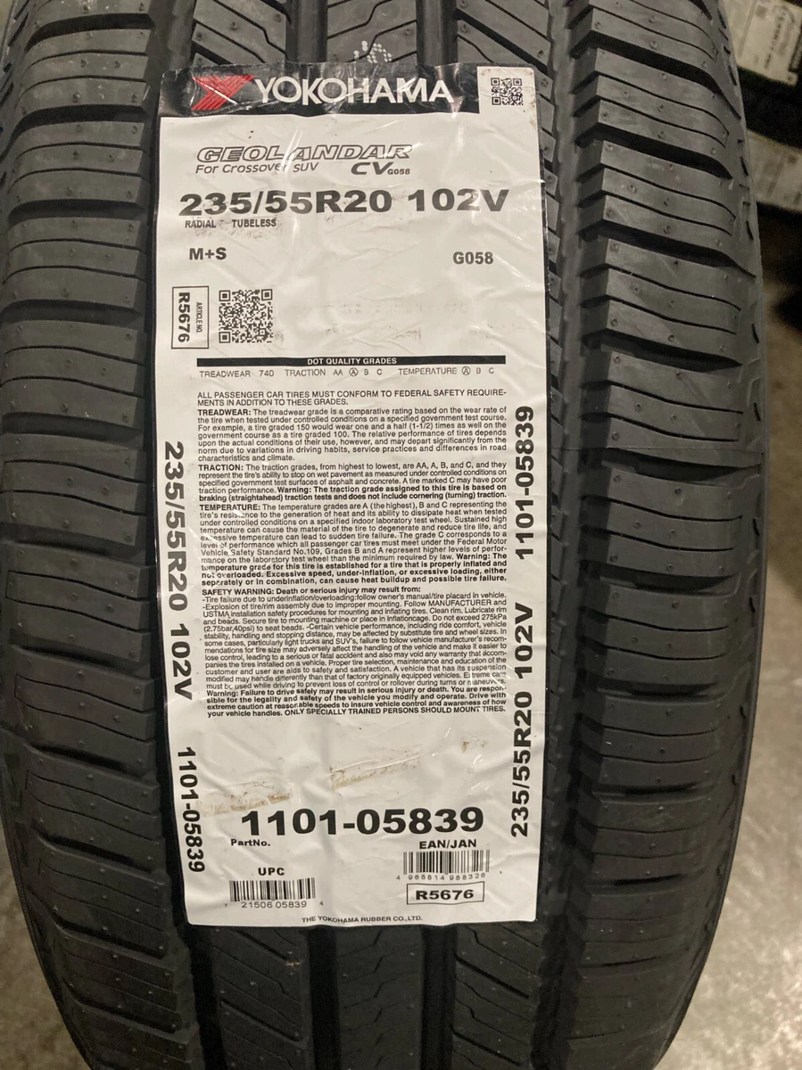 2 New 235 55 20 Yokohama Geolandar CV G058 Tires