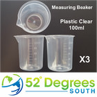 Clear Plastic 100ML Measuring Cups/Beakers Set of 3