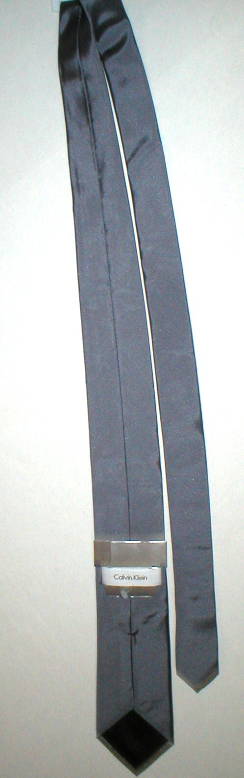 New NWT Mens Designer Calvin Klein Silk Steel Long Neck Tie Sillver Business  thumbnail 4