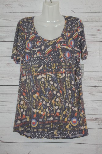 LuLaRoe Women's Perfect T Shirt Gray Short Sleeve Aztec Print Aline top Small - Picture 2 of 12