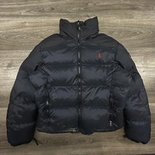 Vintage Polo Ralph Lauren Puffer Jacket Mens Large Navy Goose Down Ski PAINT