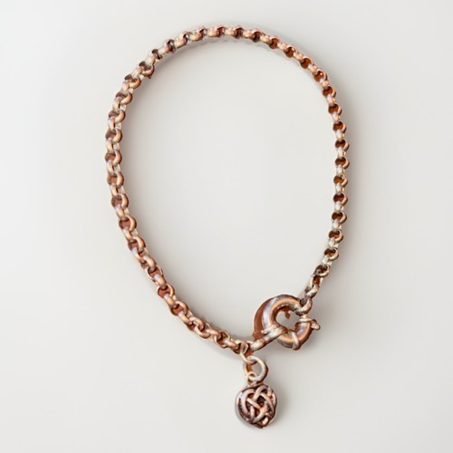 Sterling Silver Italy Rolo Link Chain Anklet Heavy 8” Heart Charm