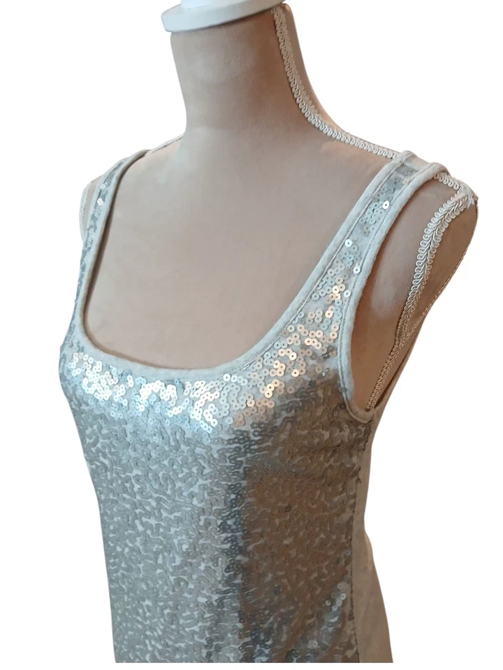 Y2K Old Navy 金属亮片弹力女式背心大号 Glam Coachella 闪亮 — 第 3/4 张图片