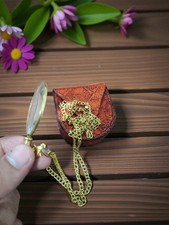 Vintage Brass Pocket Magnifying Glass with Chain Leather Box