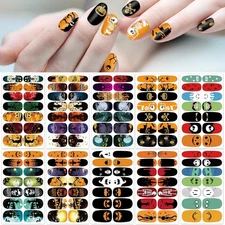 10 Sheets Halloween Nail Wraps Stickers Nail Polish Strips Self-Adhesive Party 